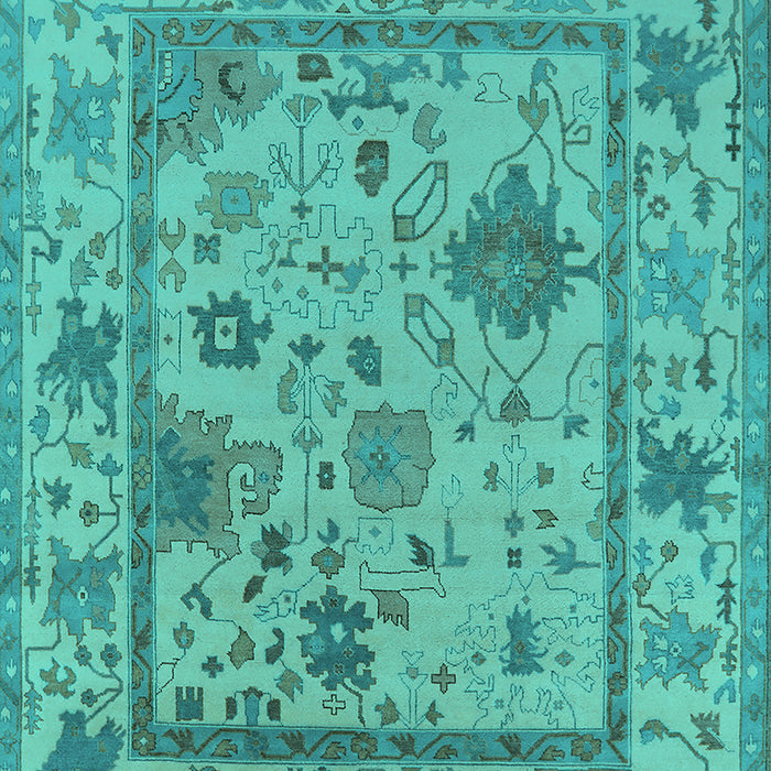 Machine Washable Oriental Turquoise Industrial Area Rugs, wshurb1636turq