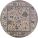 Round Mid-Century Modern Sandstone Brown Oriental Rug, urb1636