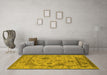 Machine Washable Oriental Yellow Industrial Rug in a Living Room, wshurb1636yw