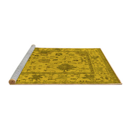Sideview of Machine Washable Oriental Yellow Industrial Rug, wshurb1636yw