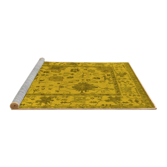 Sideview of Machine Washable Oriental Yellow Industrial Rug, wshurb1636yw