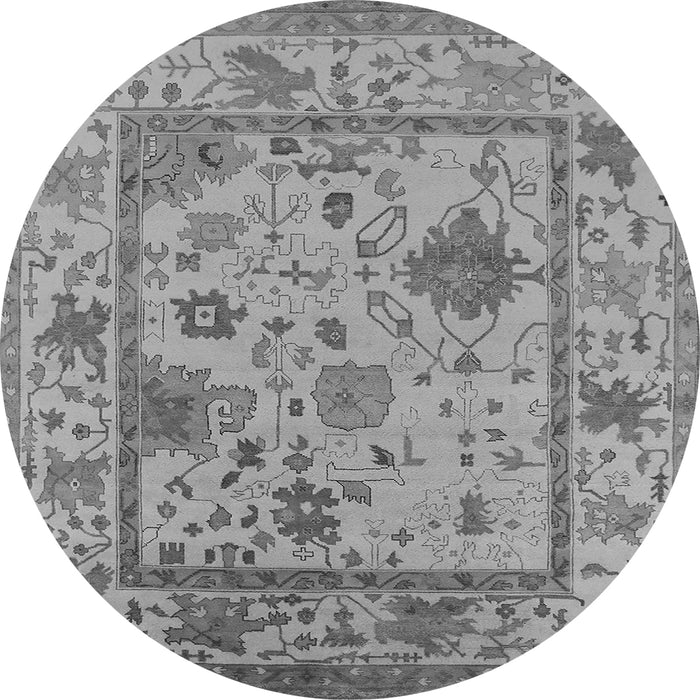 Round Oriental Gray Industrial Rug, urb1636gry