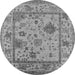 Round Oriental Gray Industrial Rug, urb1636gry