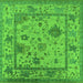 Square Oriental Green Industrial Rug, urb1636grn