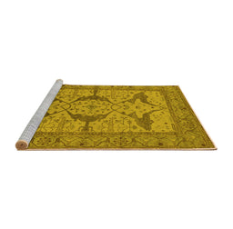 Sideview of Machine Washable Oriental Yellow Industrial Rug, wshurb1637yw