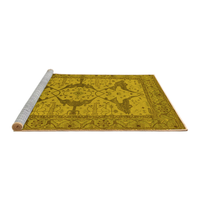 Sideview of Machine Washable Oriental Yellow Industrial Rug, wshurb1637yw