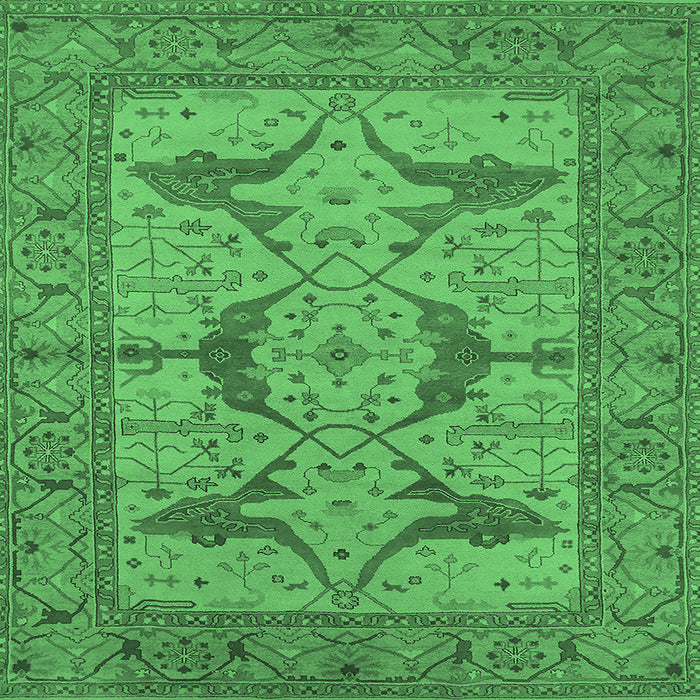 Square Machine Washable Oriental Emerald Green Industrial Area Rugs, wshurb1637emgrn