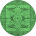 Round Oriental Emerald Green Industrial Rug, urb1637emgrn