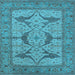 Square Machine Washable Oriental Light Blue Industrial Rug, wshurb1637lblu