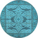 Round Oriental Light Blue Industrial Rug, urb1637lblu