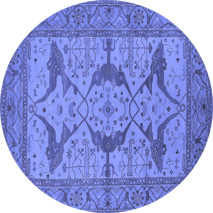 Round Oriental Blue Industrial Rug, urb1637blu