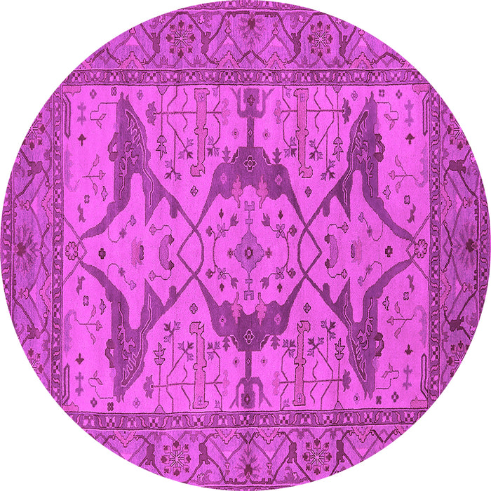 Round Machine Washable Oriental Pink Industrial Rug, wshurb1637pnk
