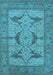 Machine Washable Oriental Light Blue Industrial Rug, wshurb1637lblu