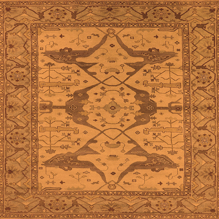 Square Machine Washable Oriental Orange Industrial Area Rugs, wshurb1637org