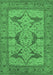 Machine Washable Oriental Emerald Green Industrial Area Rugs, wshurb1637emgrn