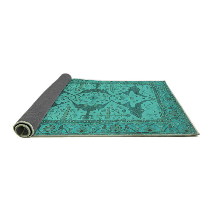 Sideview of Oriental Turquoise Industrial Rug, urb1637turq