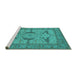 Sideview of Machine Washable Oriental Turquoise Industrial Area Rugs, wshurb1637turq