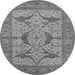 Round Oriental Gray Industrial Rug, urb1637gry