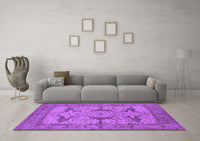 Machine Washable Oriental Purple Industrial Rug, wshurb1637pur