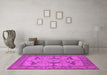 Machine Washable Oriental Pink Industrial Rug in a Living Room, wshurb1637pnk