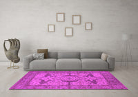 Machine Washable Oriental Pink Industrial Rug, wshurb1637pnk