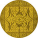 Round Oriental Yellow Industrial Rug, urb1637yw