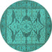 Round Oriental Turquoise Industrial Rug, urb1637turq