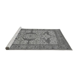 Sideview of Machine Washable Oriental Gray Industrial Rug, wshurb1637gry