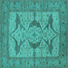 Square Oriental Turquoise Industrial Rug, urb1637turq