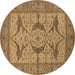 Round Oriental Brown Industrial Rug, urb1637brn