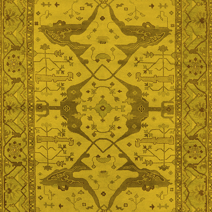 Machine Washable Oriental Yellow Industrial Rug, wshurb1637yw