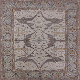 Square Mid-Century Modern Puce Purple Oriental Rug, urb1637