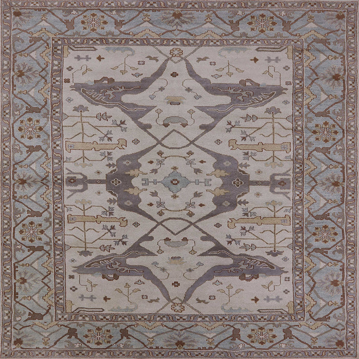 Square Mid-Century Modern Puce Purple Oriental Rug, urb1637