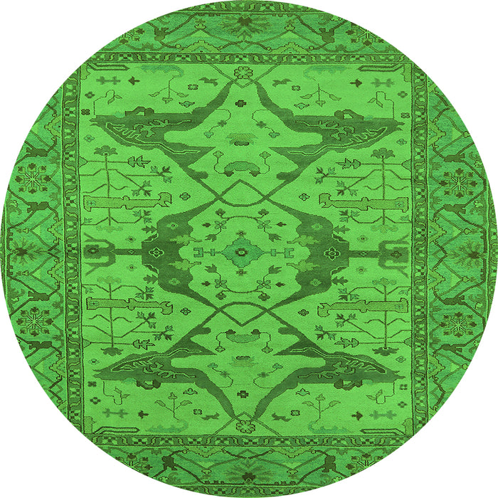 Round Oriental Green Industrial Rug, urb1637grn