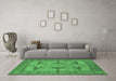 Machine Washable Oriental Emerald Green Industrial Area Rugs in a Living Room,, wshurb1637emgrn