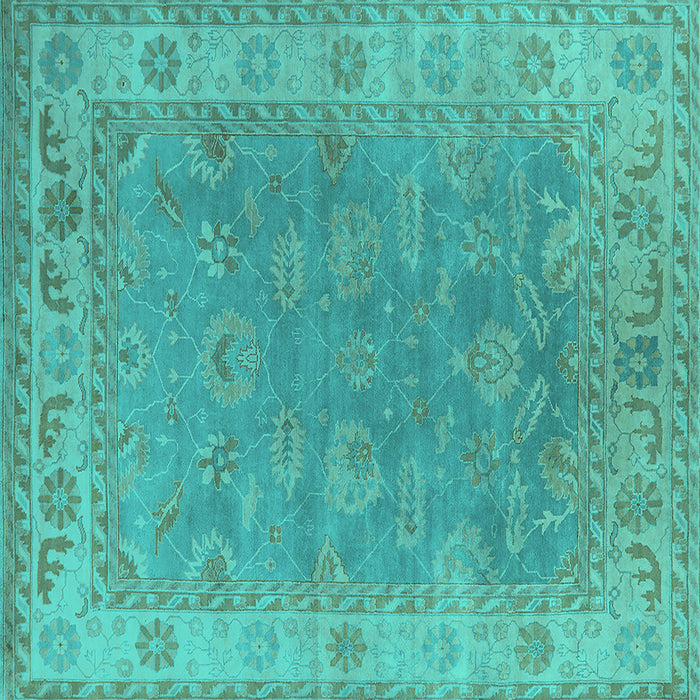 Square Oriental Turquoise Industrial Rug, urb1638turq