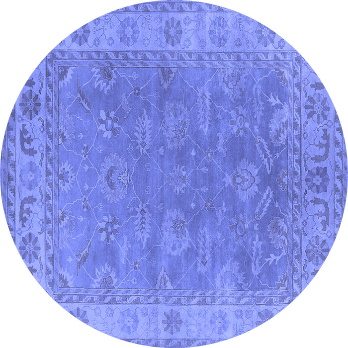 Round Oriental Blue Industrial Rug, urb1638blu