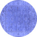 Round Oriental Blue Industrial Rug, urb1638blu