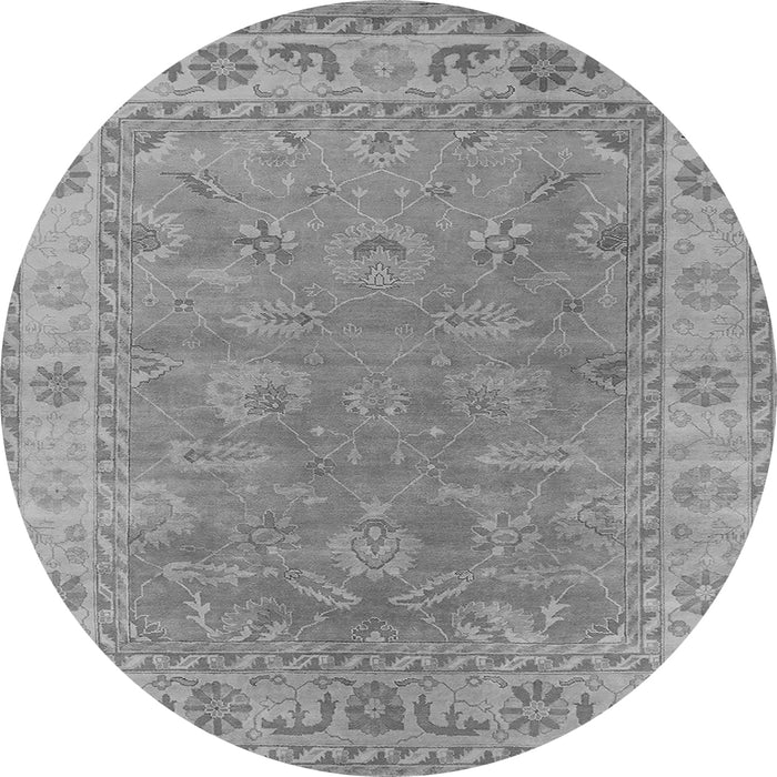 Round Machine Washable Oriental Gray Industrial Rug, wshurb1638gry