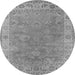 Round Machine Washable Oriental Gray Industrial Rug, wshurb1638gry