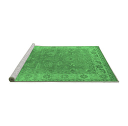 Sideview of Machine Washable Oriental Emerald Green Industrial Area Rugs, wshurb1638emgrn