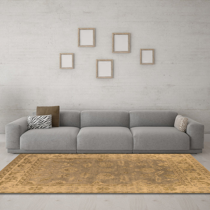 Machine Washable Oriental Brown Industrial Rug in a Living Room,, wshurb1638brn