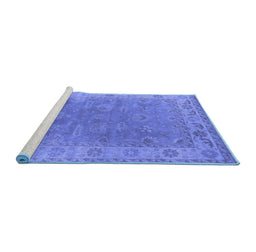 Sideview of Machine Washable Oriental Blue Industrial Rug, wshurb1638blu