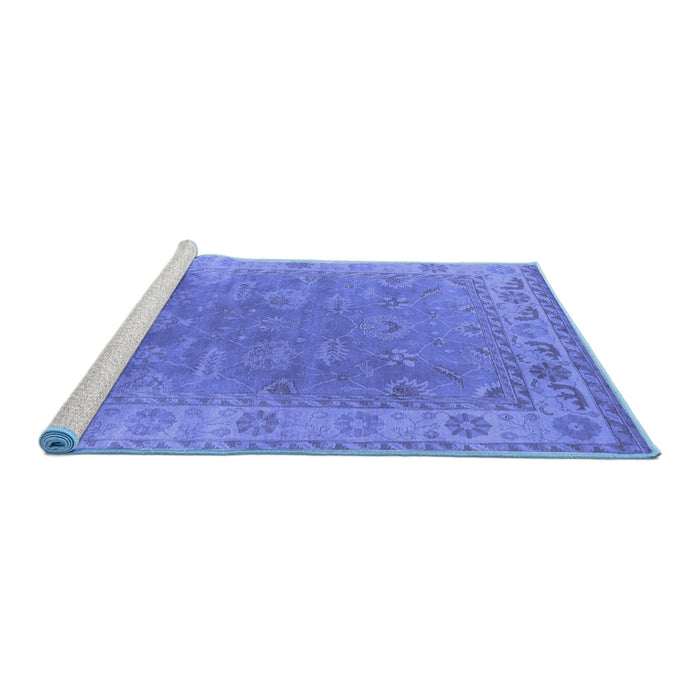Sideview of Machine Washable Oriental Blue Industrial Rug, wshurb1638blu