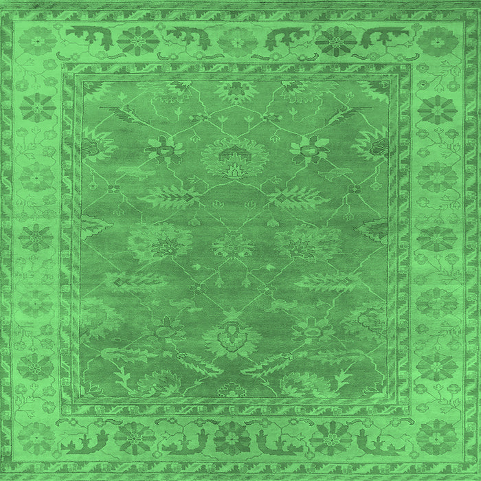 Square Oriental Emerald Green Industrial Rug, urb1638emgrn