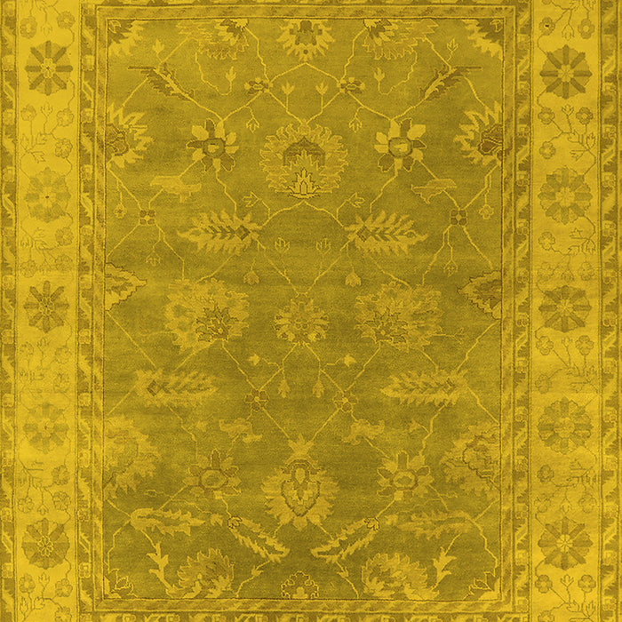 Machine Washable Oriental Yellow Industrial Rug, wshurb1638yw