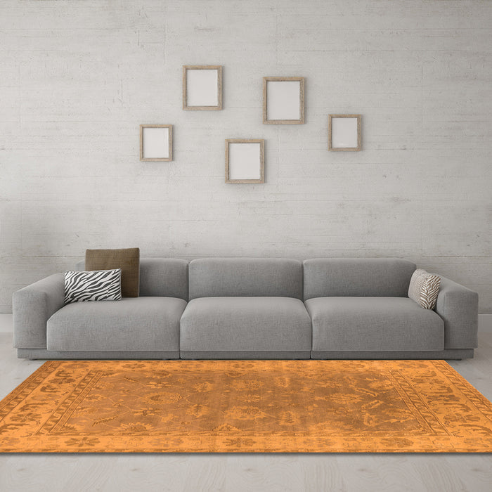 Machine Washable Oriental Orange Industrial Area Rugs in a Living Room, wshurb1638org