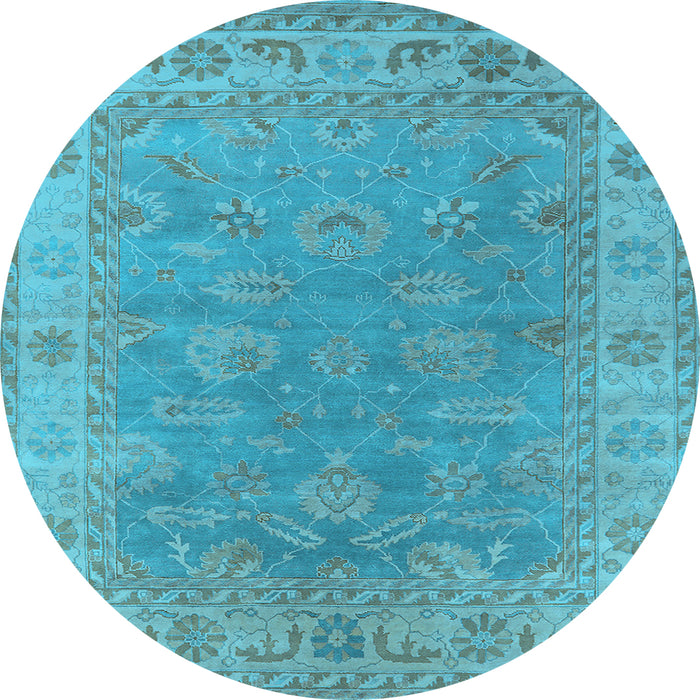 Round Oriental Light Blue Industrial Rug, urb1638lblu