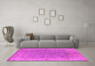 Machine Washable Oriental Pink Industrial Rug in a Living Room, wshurb1638pnk