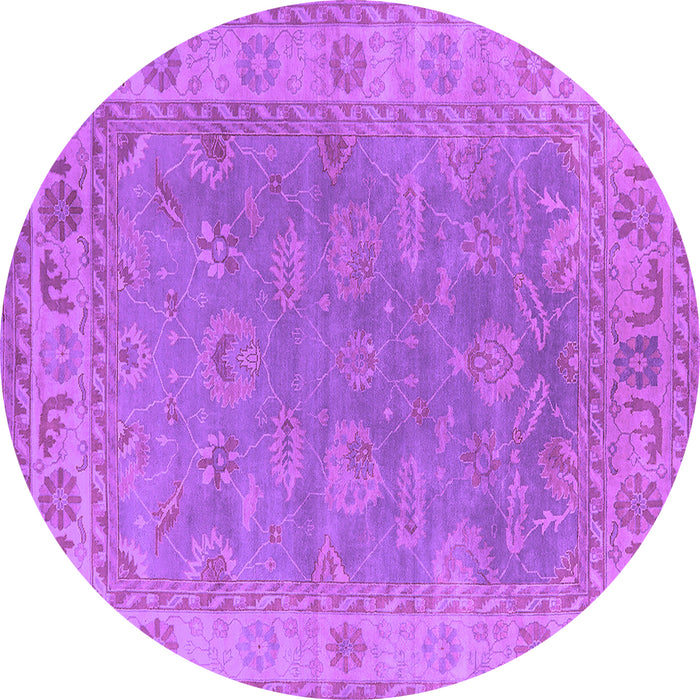 Round Machine Washable Oriental Purple Industrial Area Rugs, wshurb1638pur